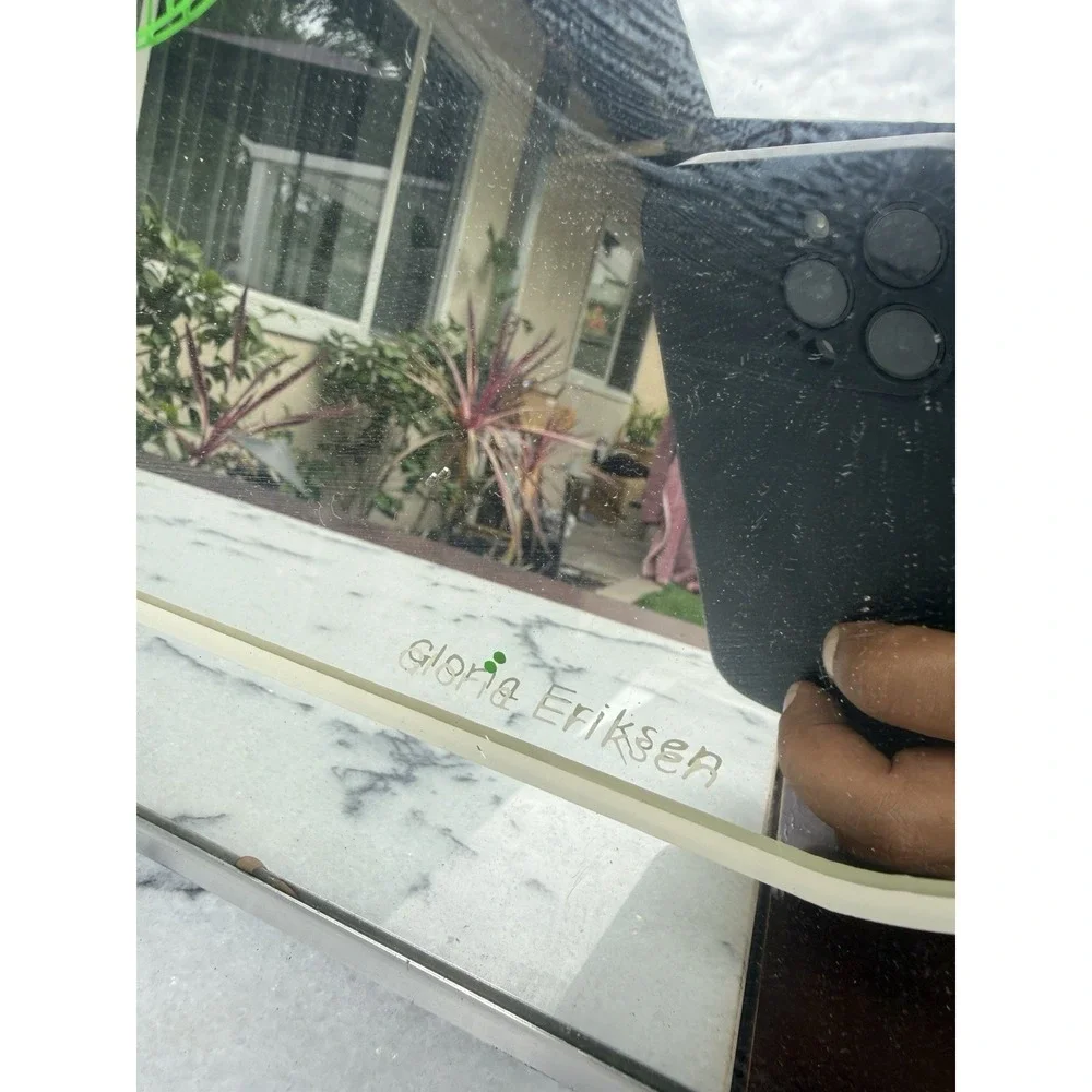 RARE Vintage Gloria Eriksen Etched Mirror Tree Bird Butterfly Artwork